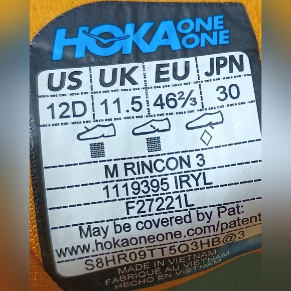 Hoka One One Rincon 3 1119395 IRYL Illuminating Radiant Yellow Shoes 11.5 - Picture 5 of 6